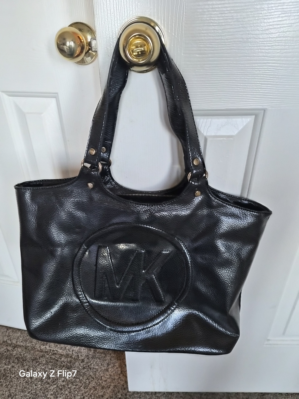Michael Kors Black Embossed MK Leather Tote